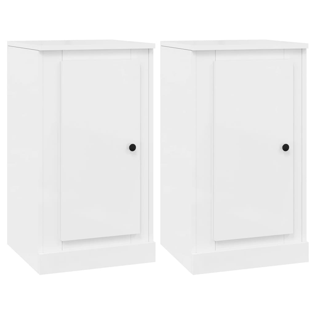 Dressoirs 2 St 37,5X35,5X67,5 Cm Bewerkt Hout Hoogglans Wit