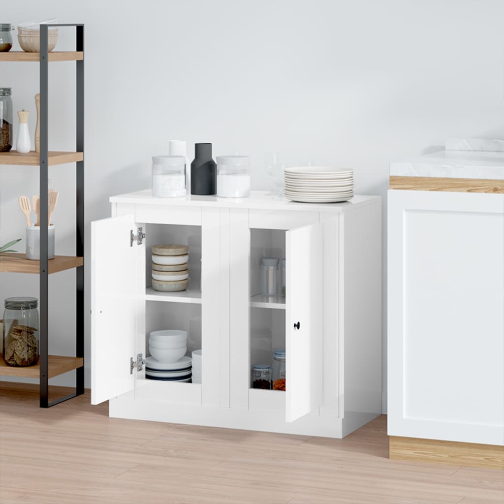 Dressoirs 2 St 37,5X35,5X67,5 Cm Bewerkt Hout Hoogglans Wit