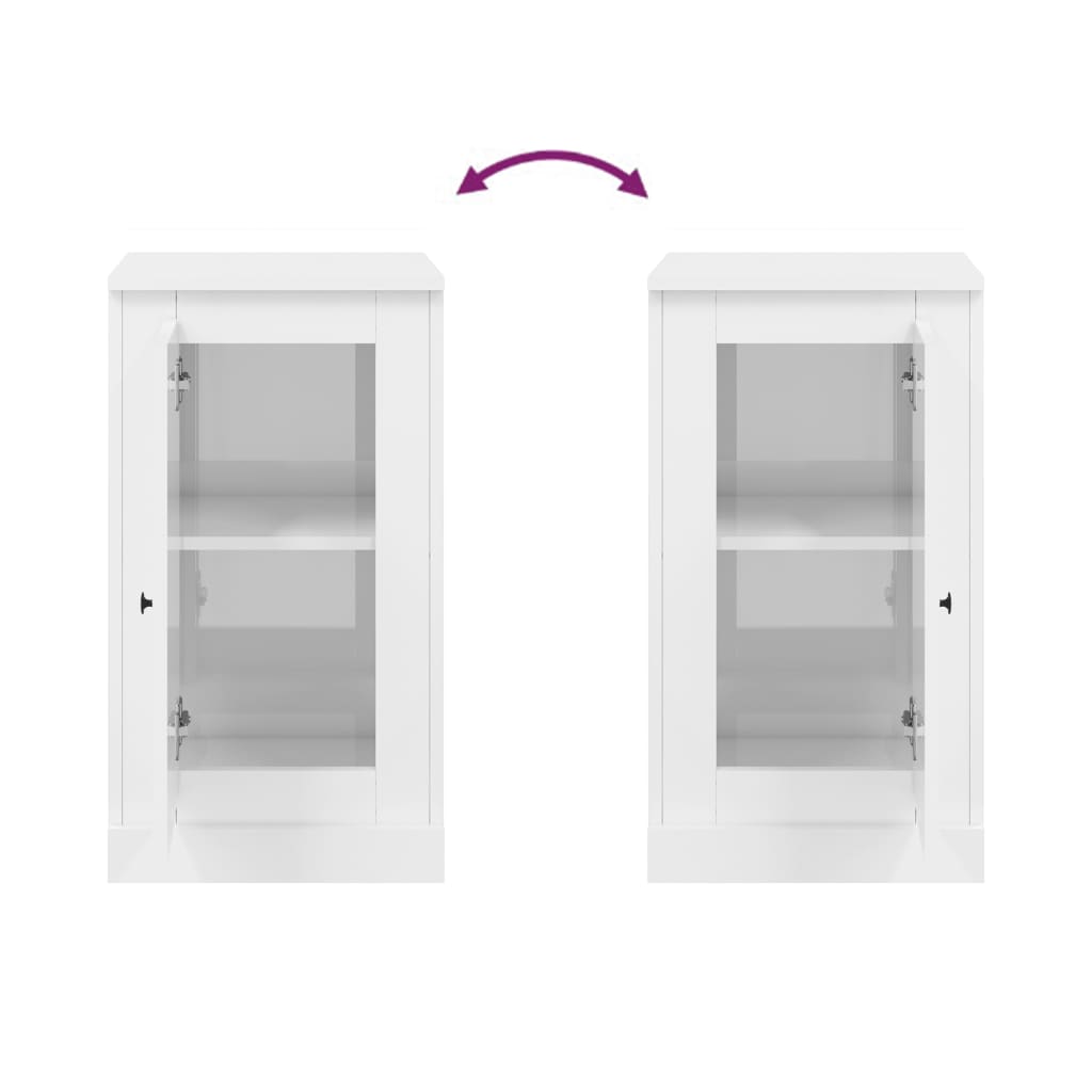 Dressoirs 2 St 37,5X35,5X67,5 Cm Bewerkt Hout Hoogglans Wit
