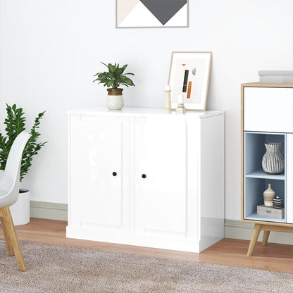 Dressoirs 2 St 37,5X35,5X67,5 Cm Bewerkt Hout Hoogglans Wit