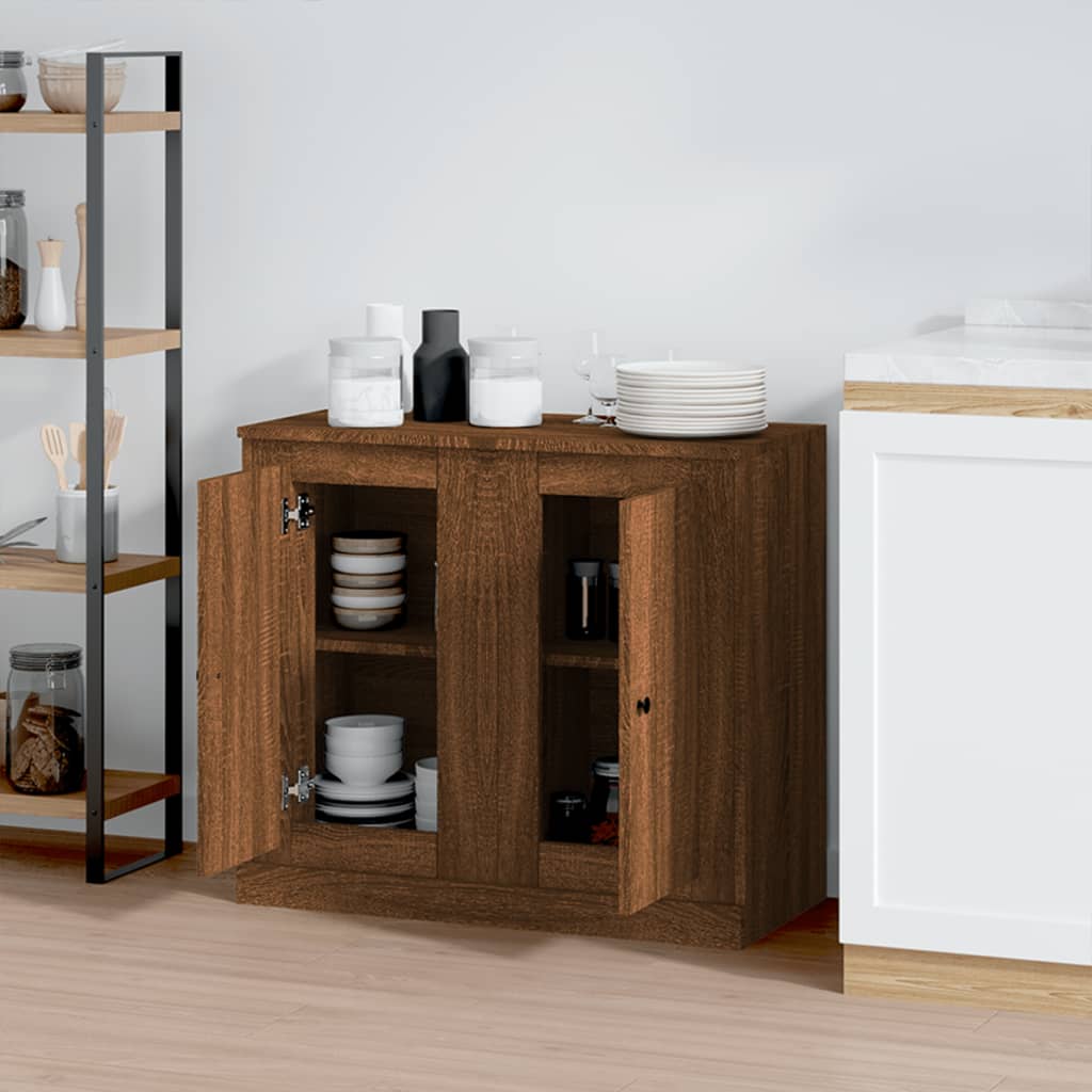Dressoirs 2 St 37,5X35,5X67,5 Cm Bewerkt Hout Bruin Eikenkleur