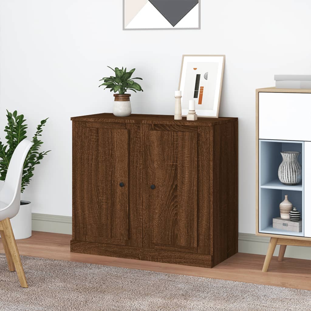Dressoirs 2 St 37,5X35,5X67,5 Cm Bewerkt Hout Bruin Eikenkleur