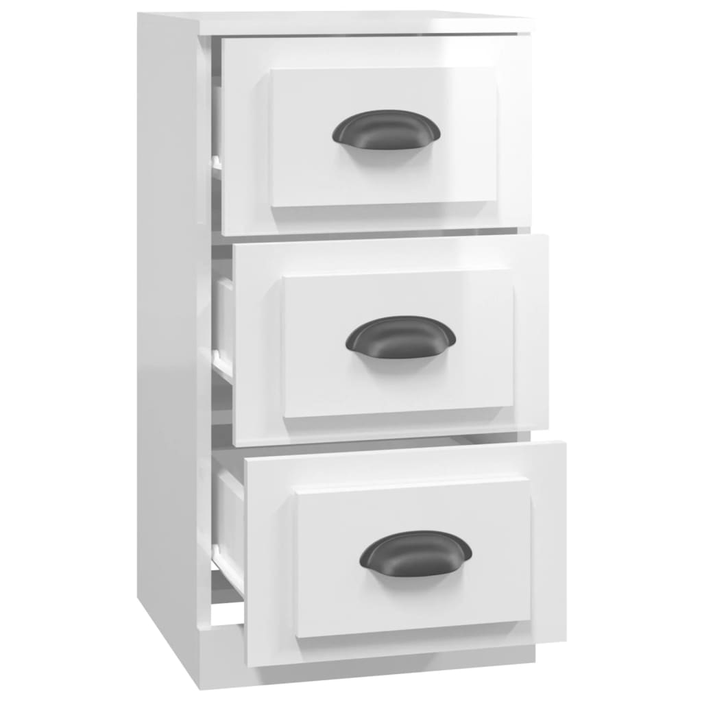 Dressoir 36X35,5X67,5 Cm Bewerkt Hout Hoogglans Wit