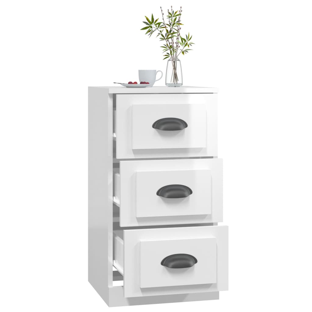 Dressoir 36X35,5X67,5 Cm Bewerkt Hout Hoogglans Wit