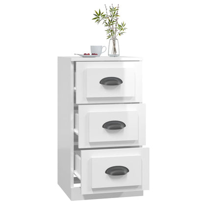 Dressoir 36X35,5X67,5 Cm Bewerkt Hout Hoogglans Wit