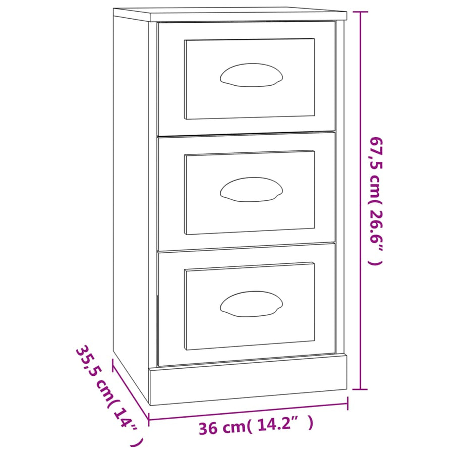 Dressoir 36X35,5X67,5 Cm Bewerkt Hout Hoogglans Wit