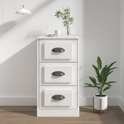 Dressoir 36X35,5X67,5 Cm Bewerkt Hout Hoogglans Wit