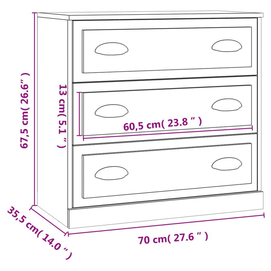Dressoir 70X35,5X67,5 Cm Bewerkt Hout Wit