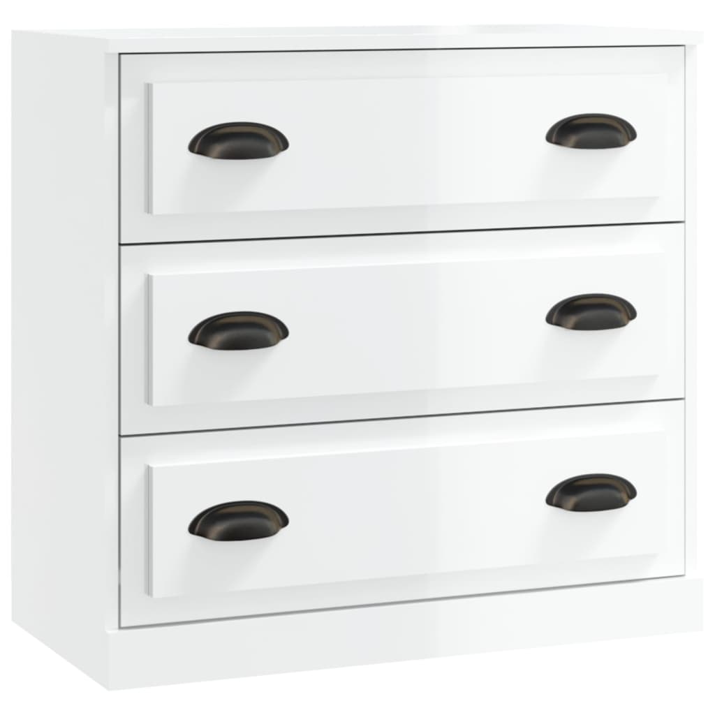 Dressoir 70X35X67,5 Cm Bewerkt Hout Hoogglans Wit