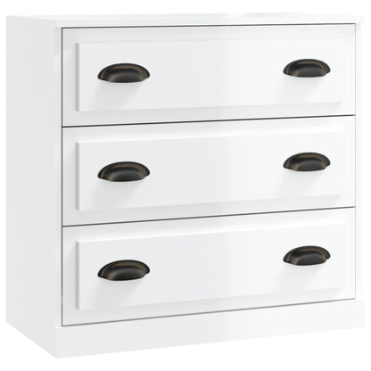 Dressoir 70X35X67,5 Cm Bewerkt Hout Hoogglans Wit