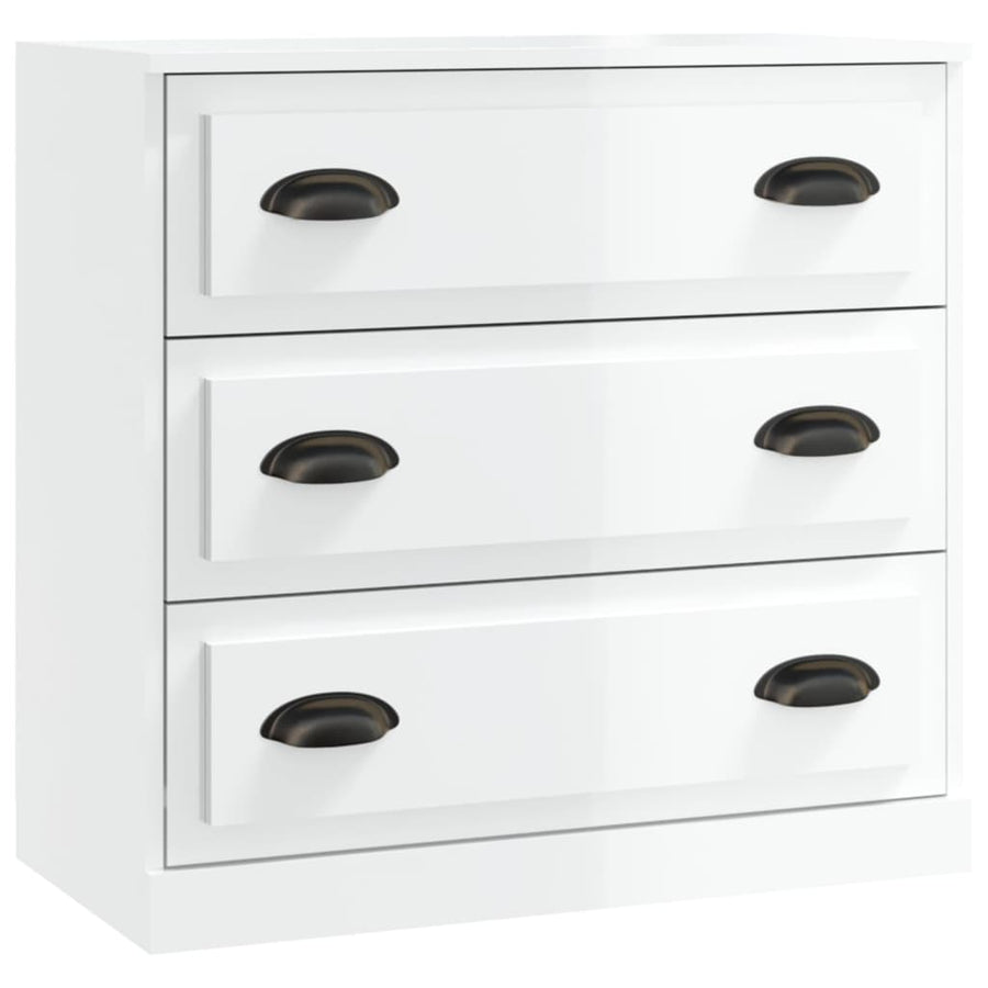 Dressoir 70X35X67,5 Cm Bewerkt Hout Hoogglans Wit
