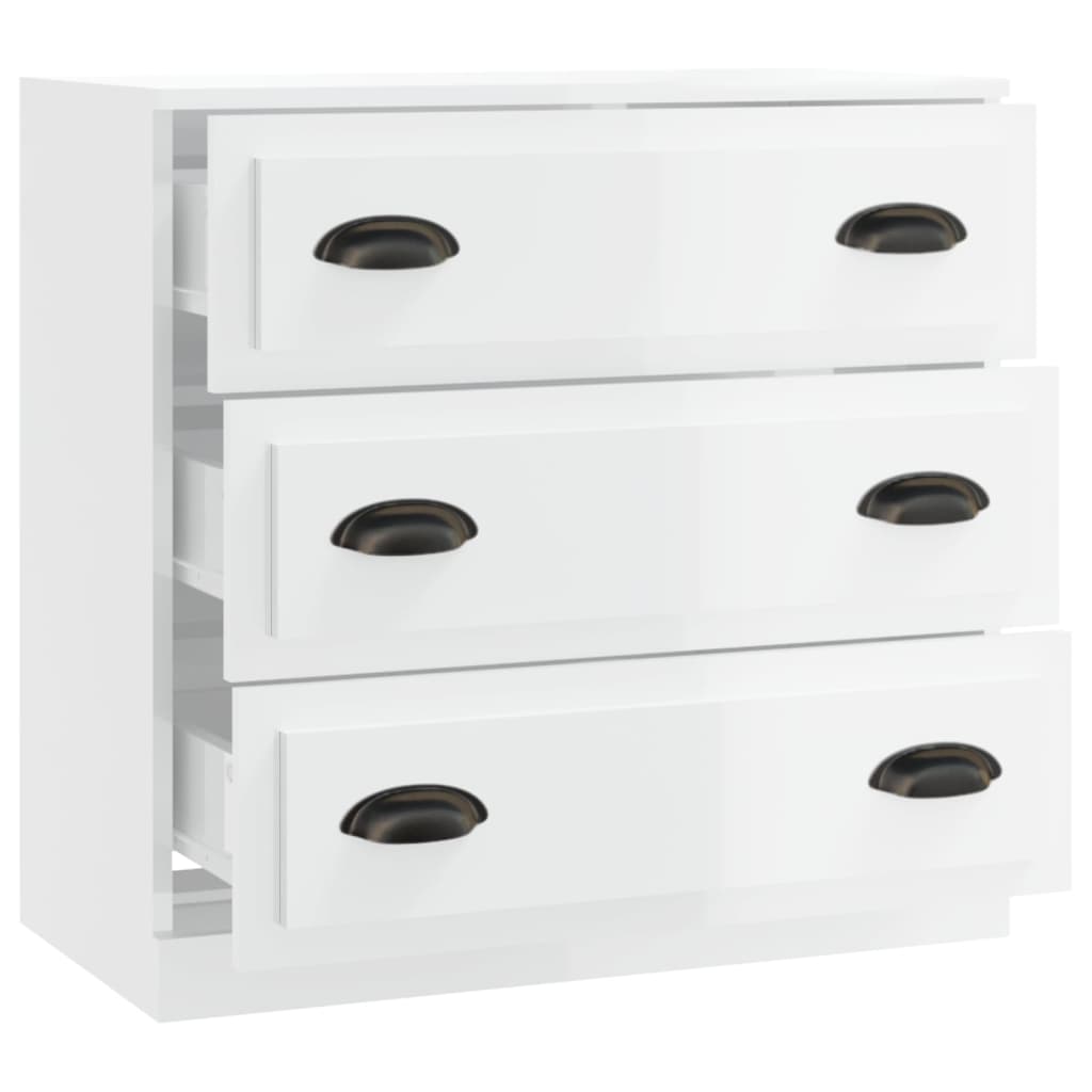 Dressoir 70X35X67,5 Cm Bewerkt Hout Hoogglans Wit