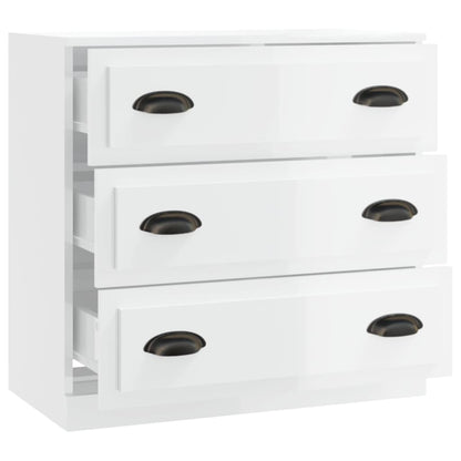 Dressoir 70X35X67,5 Cm Bewerkt Hout Hoogglans Wit