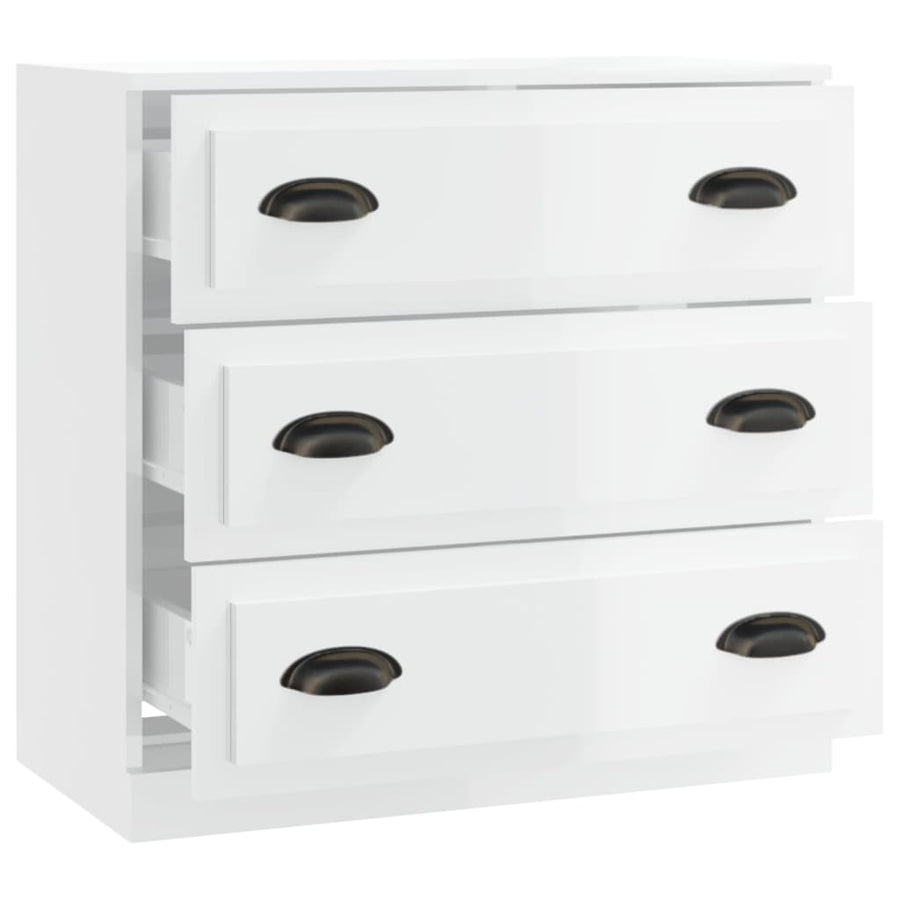 Dressoir 70X35X67,5 Cm Bewerkt Hout Hoogglans Wit