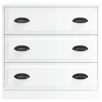 Dressoir 70X35X67,5 Cm Bewerkt Hout Hoogglans Wit