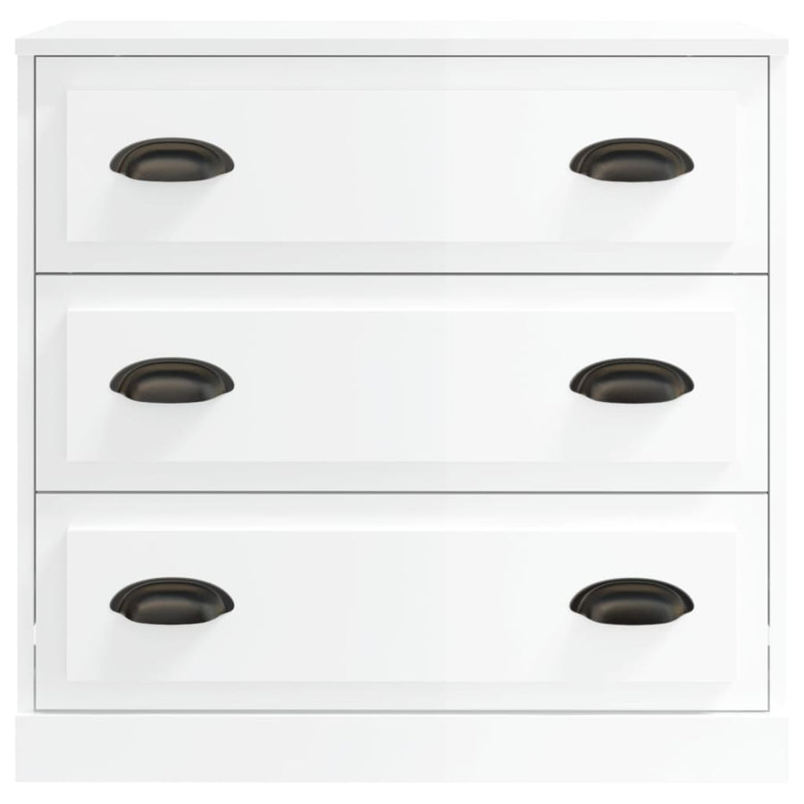 Dressoir 70X35X67,5 Cm Bewerkt Hout Hoogglans Wit