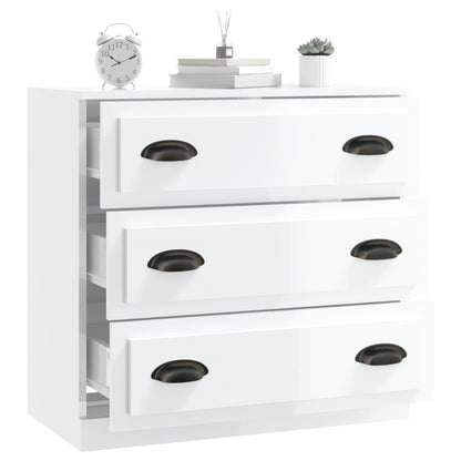 Dressoir 70X35X67,5 Cm Bewerkt Hout Hoogglans Wit