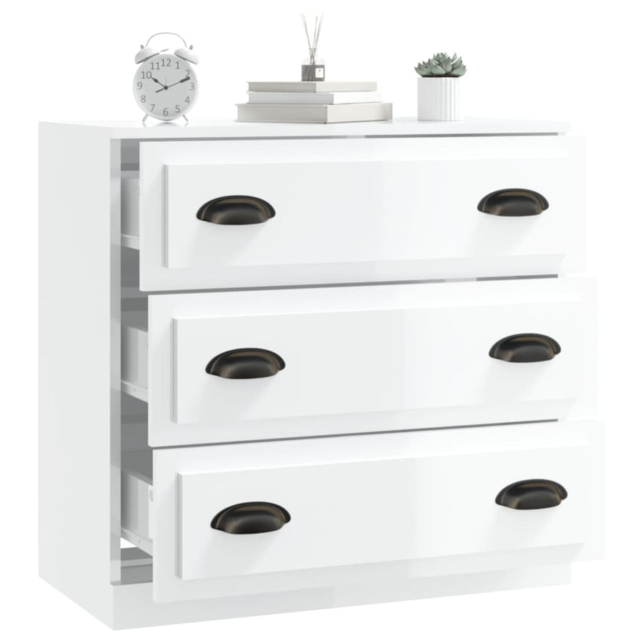 Dressoir 70X35X67,5 Cm Bewerkt Hout Hoogglans Wit