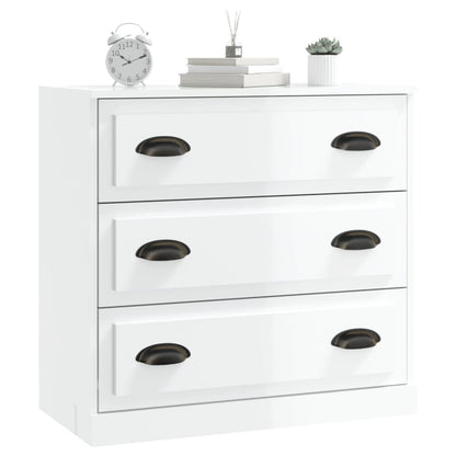 Dressoir 70X35X67,5 Cm Bewerkt Hout Hoogglans Wit