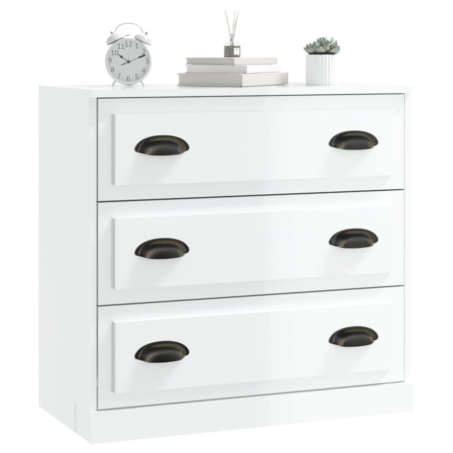 Dressoir 70X35X67,5 Cm Bewerkt Hout Hoogglans Wit