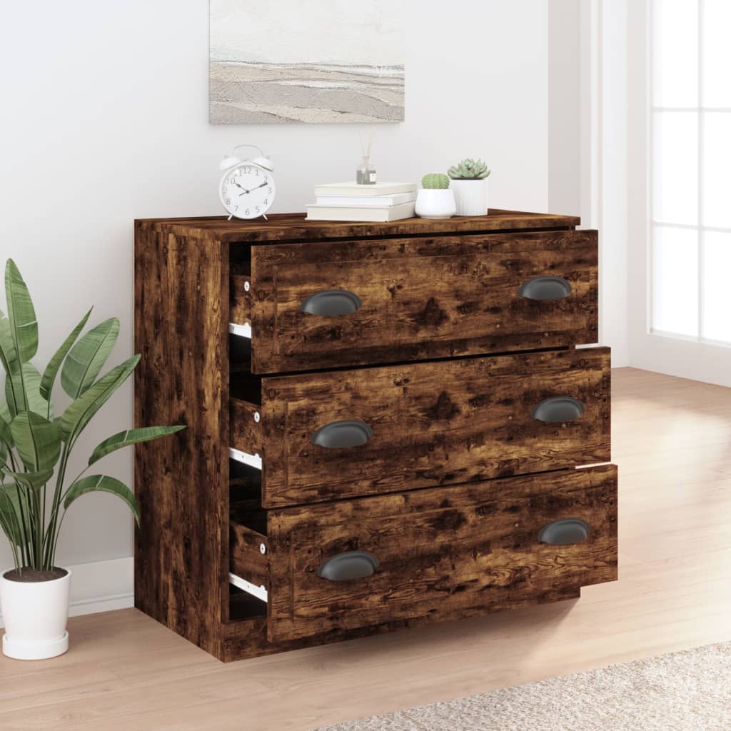 Dressoir 70X35,5X67,5 Cm Bewerkt Hout Kleurig Gerookt eiken
