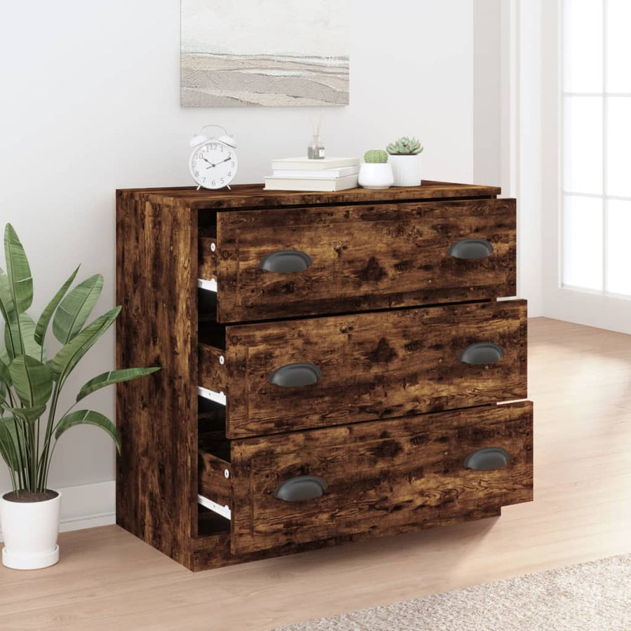 Dressoir 70X35,5X67,5 Cm Bewerkt Hout Kleurig Gerookt eiken