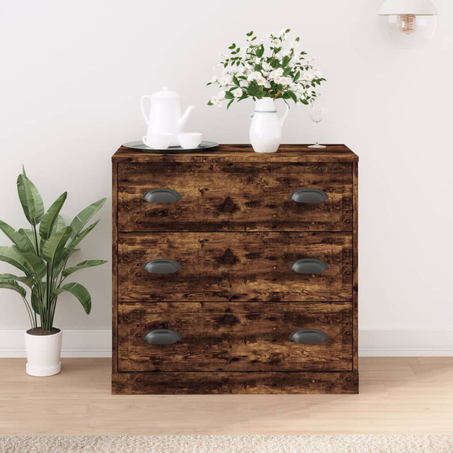 Dressoir 70X35,5X67,5 Cm Bewerkt Hout Kleurig Gerookt eiken