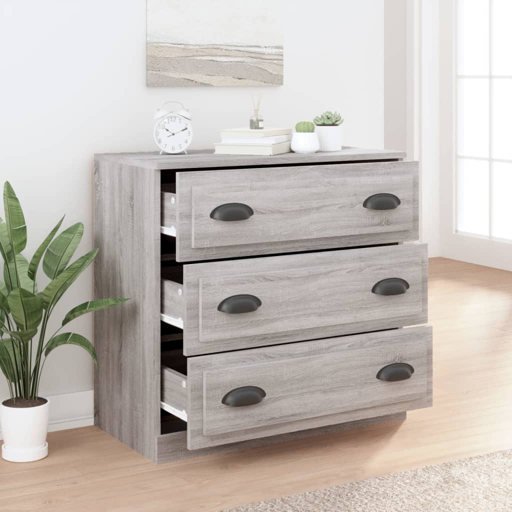 Dressoir 70X35,5X67,5 Cm Bewerkt Hout Grijs Sonoma Eikenkleurig
