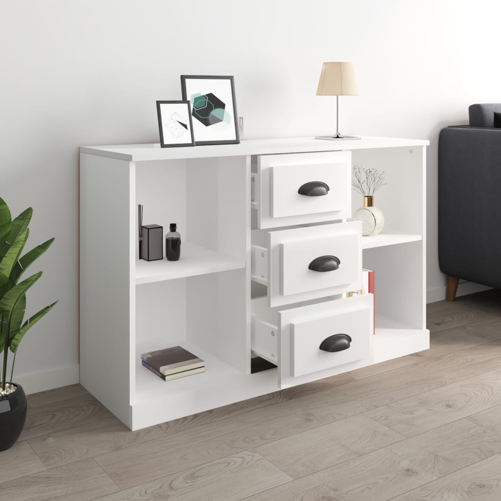 Dressoir 104,5X35,5X67,5 Cm Bewerkt Hout Hoogglans Wit