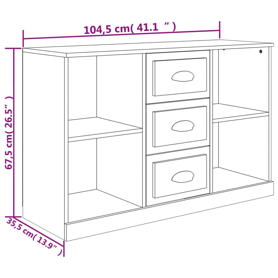 Dressoir 104,5X35,5X67,5 Cm Bewerkt Hout Sonoma Grijs
