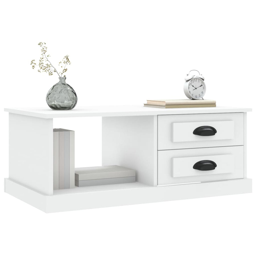 Salontafel 90X50X35 Cm Bewerkt Hout Wit