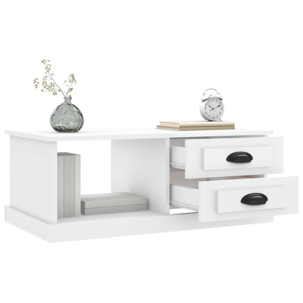 Salontafel 90X50X35 Cm Bewerkt Hout Wit