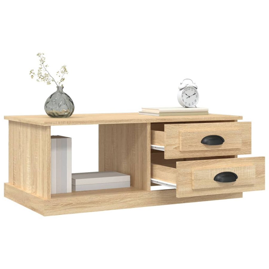 Salontafel 90X50X35 Cm Bewerkt Hout Kleurig Sonoma eiken