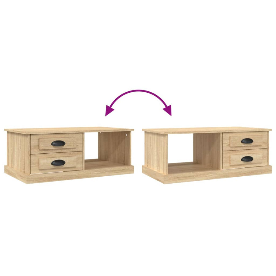Salontafel 90X50X35 Cm Bewerkt Hout Kleurig Sonoma eiken