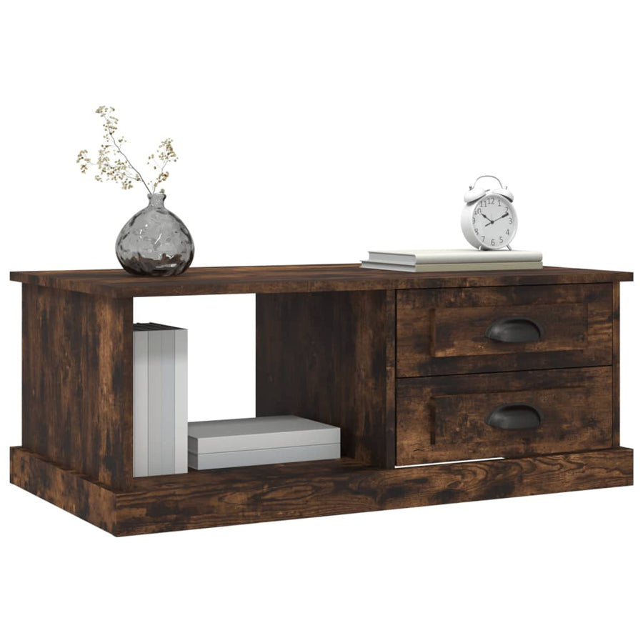 Salontafel 90X50X35 Cm Bewerkt Hout Kleurig Gerookt eiken