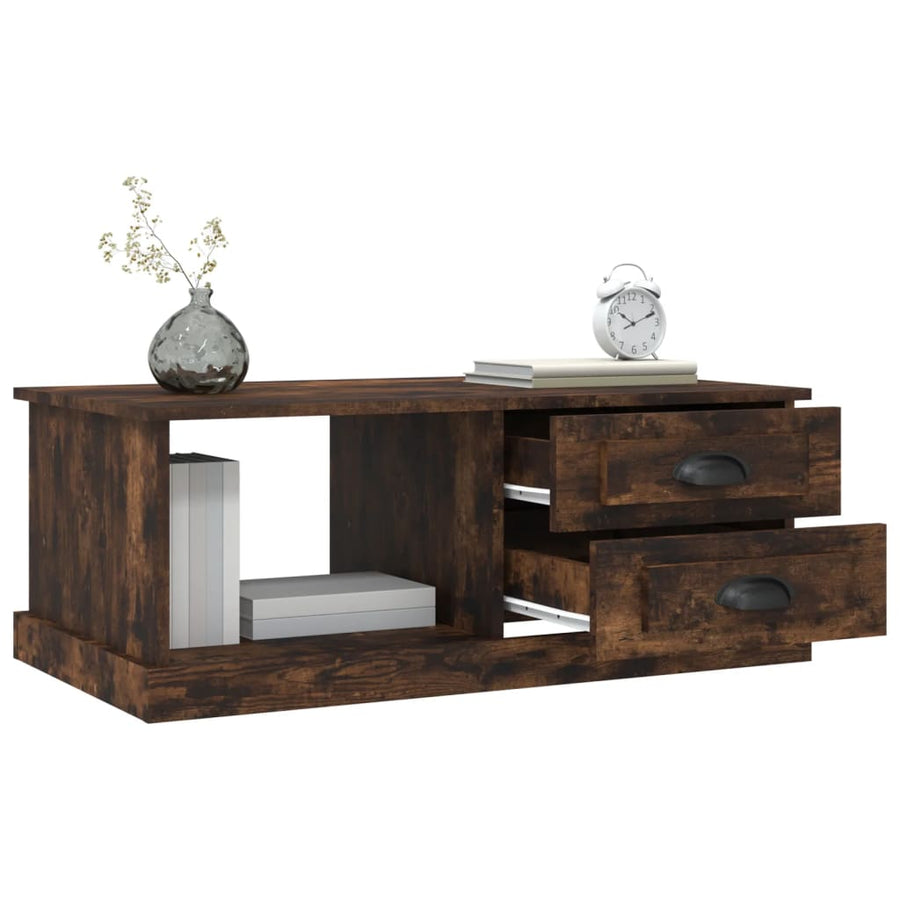 Salontafel 90X50X35 Cm Bewerkt Hout Kleurig Gerookt eiken
