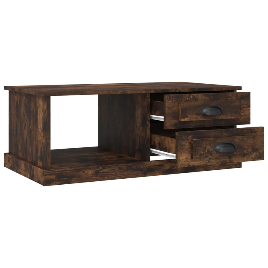 Salontafel 90X50X35 Cm Bewerkt Hout Kleurig Gerookt eiken