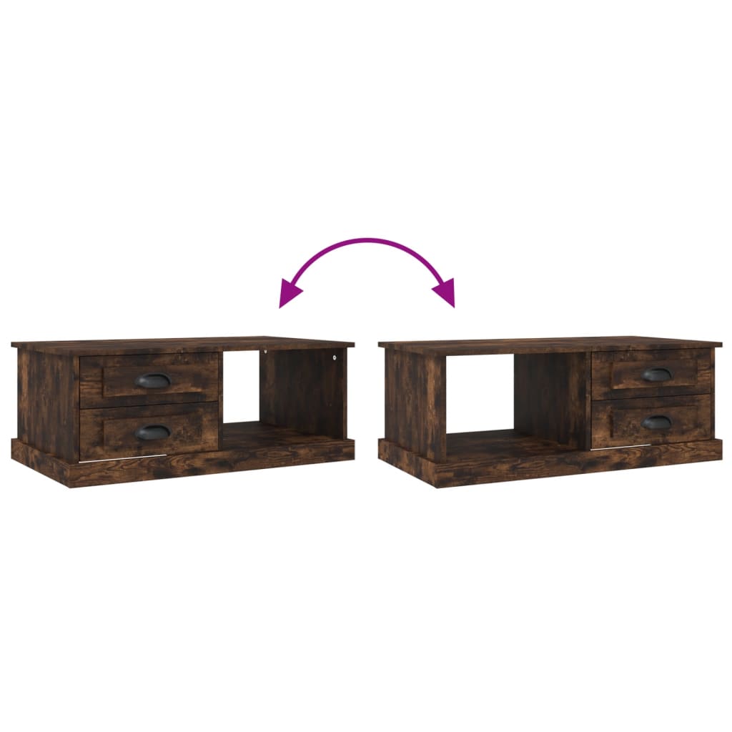 Salontafel 90X50X35 Cm Bewerkt Hout Kleurig Gerookt eiken