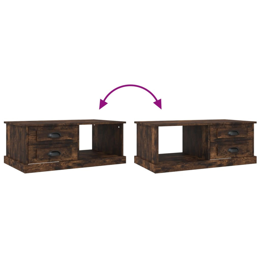 Salontafel 90X50X35 Cm Bewerkt Hout Kleurig Gerookt eiken
