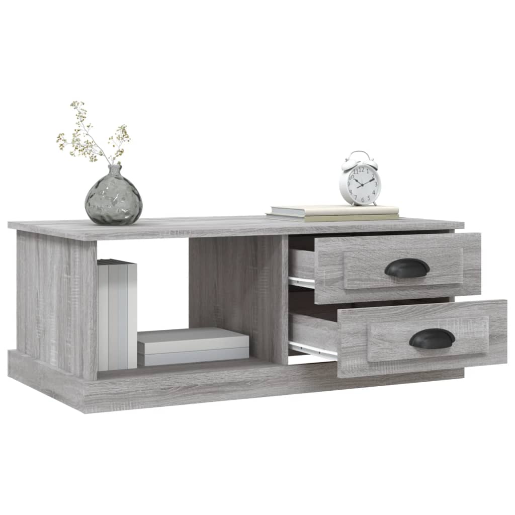 Salontafel 90X50X35 Cm Bewerkt Hout Eikenkleurig Grijs sonoma