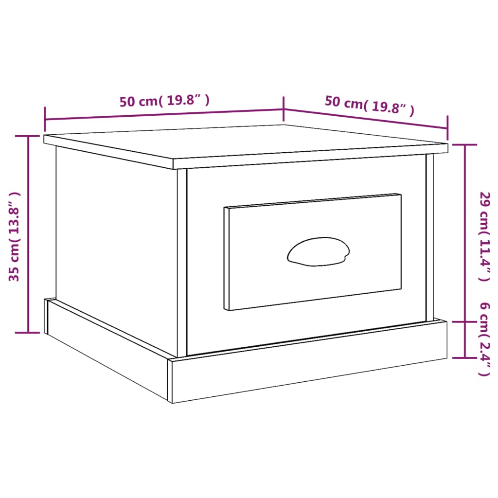 Salontafel 50X50X35 Cm Bewerkt Hout Wit