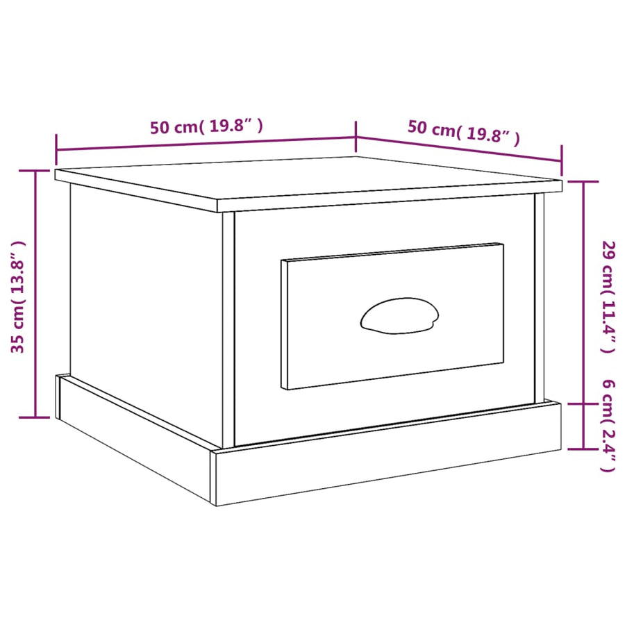 Salontafel 50X50X35 Cm Bewerkt Hout Wit