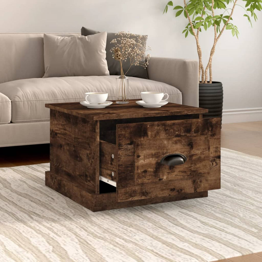 Salontafel 50X50X35 Cm Bewerkt Hout Kleurig Gerookt eiken