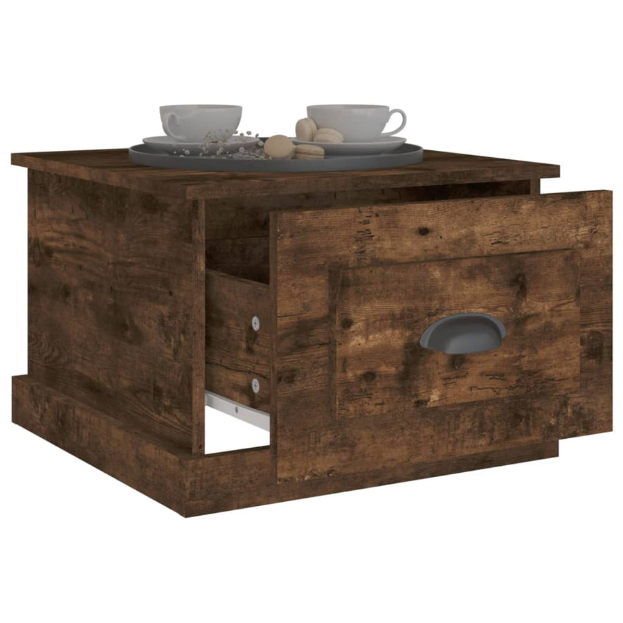 Salontafel 50X50X35 Cm Bewerkt Hout Kleurig Gerookt eiken