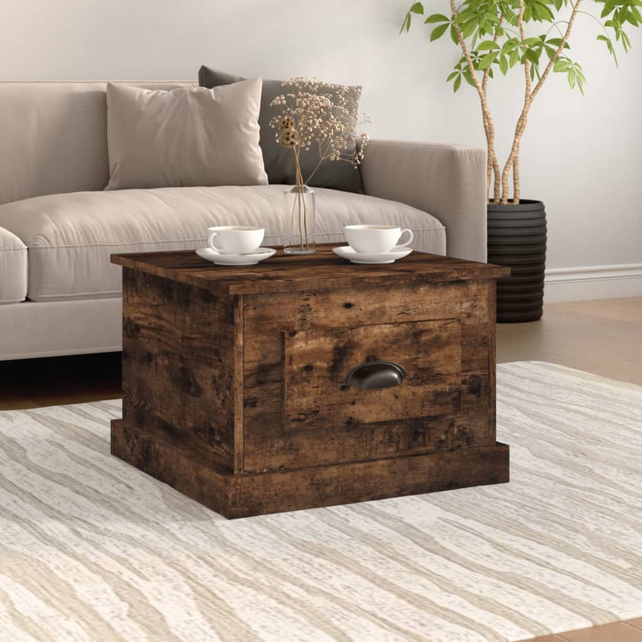 Salontafel 50X50X35 Cm Bewerkt Hout Kleurig Gerookt eiken