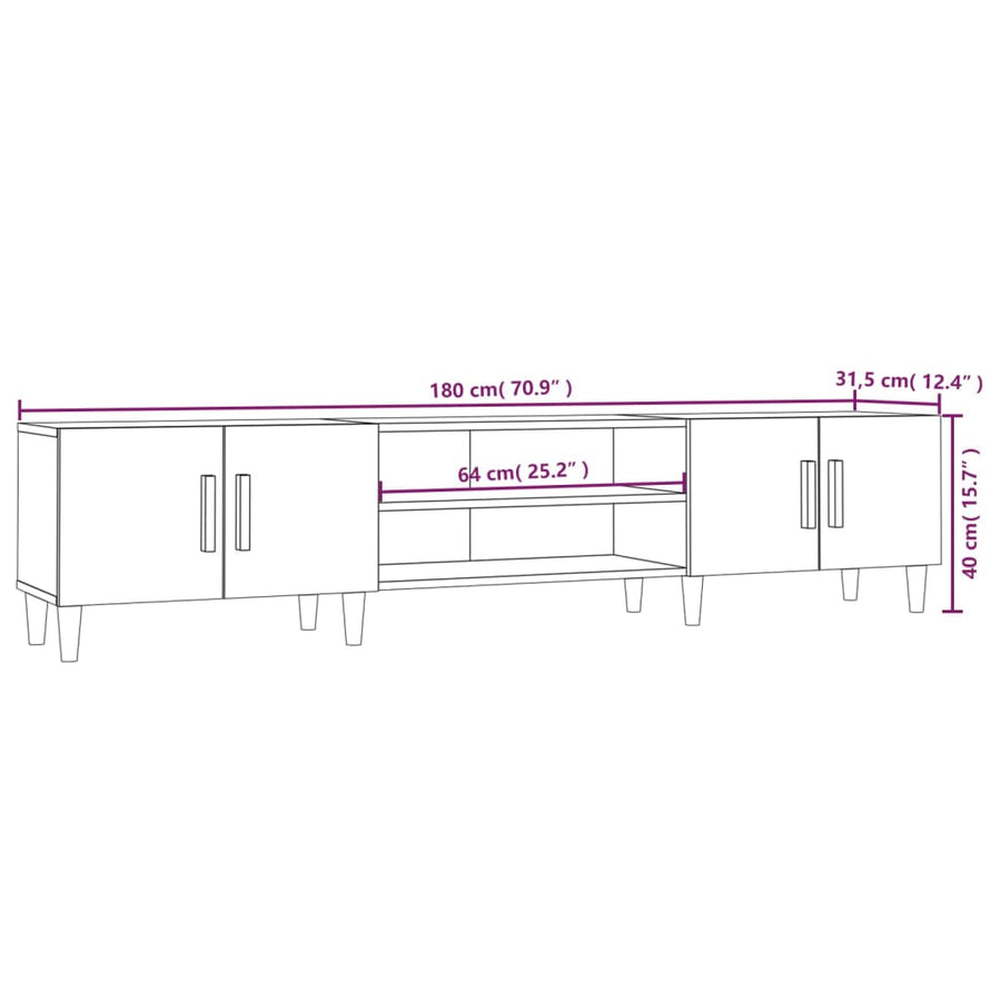 Tv-Meubel 80X3,5X40 Cm Bewerkt Hout Wit