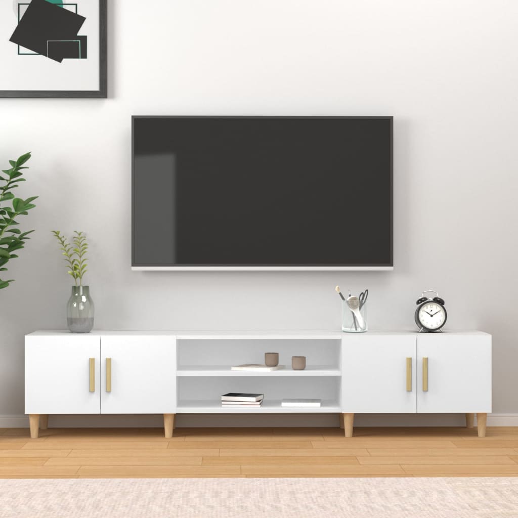 Tv-Meubel 80X3,5X40 Cm Bewerkt Hout Wit