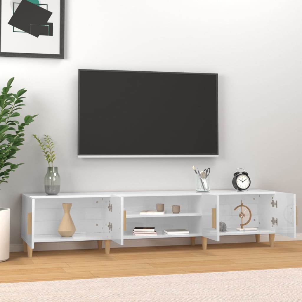 Tv-Meubel 80X3,5X40 Cm Bewerkt Hout Hoogglans wit