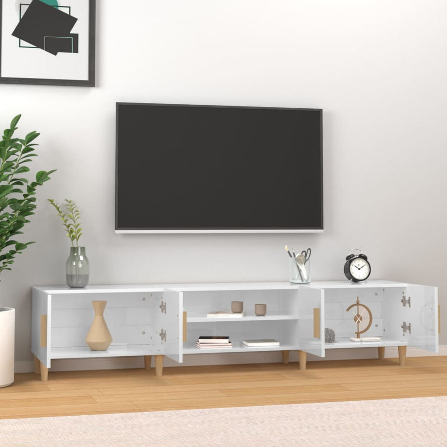 Tv-Meubel 80X3,5X40 Cm Bewerkt Hout Hoogglans wit