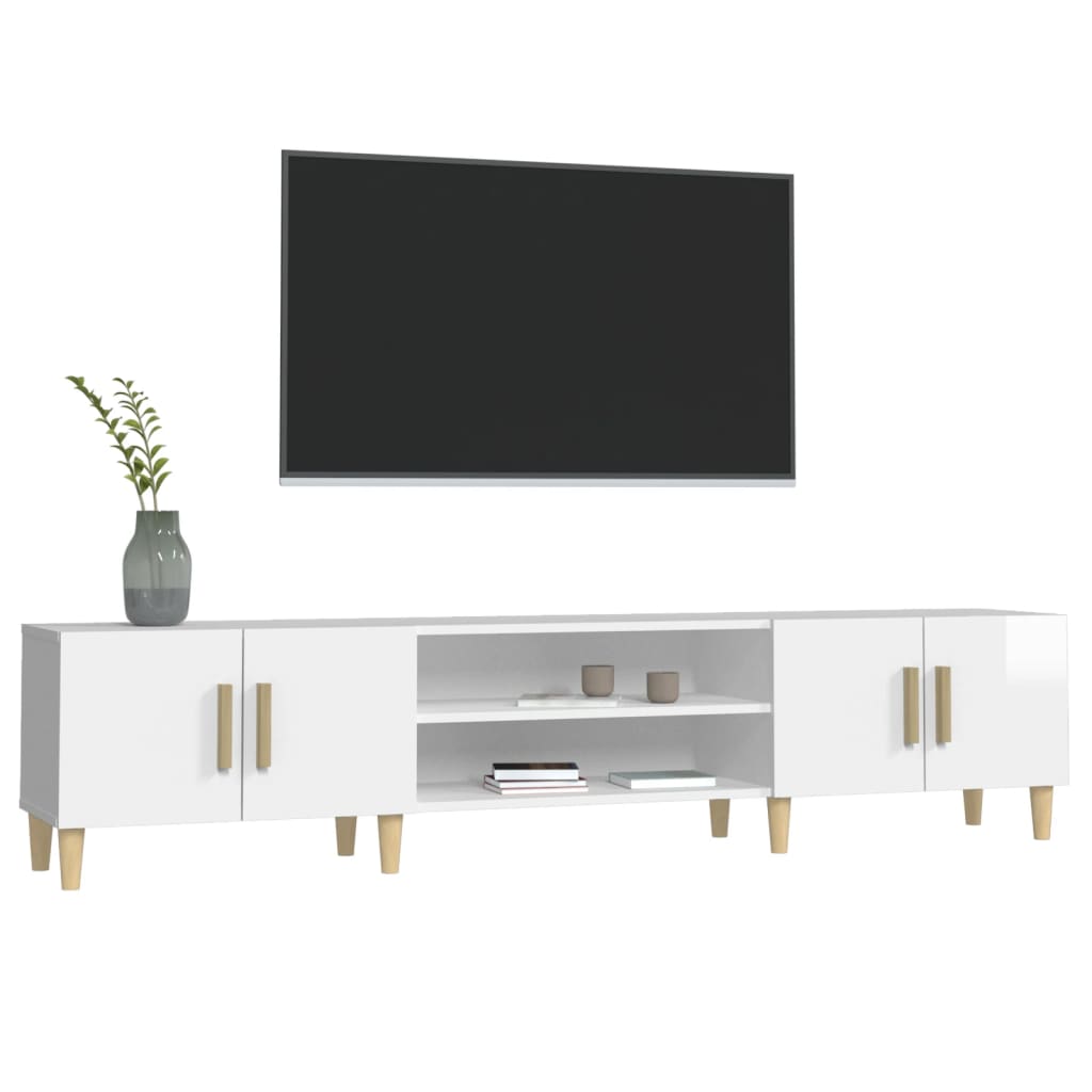 Tv-Meubel 80X3,5X40 Cm Bewerkt Hout Hoogglans wit